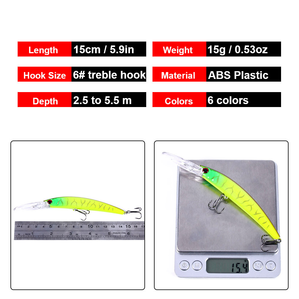 1 Chiếc 15Cm 15G Lặn Sâu Jerkb - đánh giá và giá Fishing Lure Crankbait